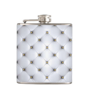 White Faux Leather Hip Flask
