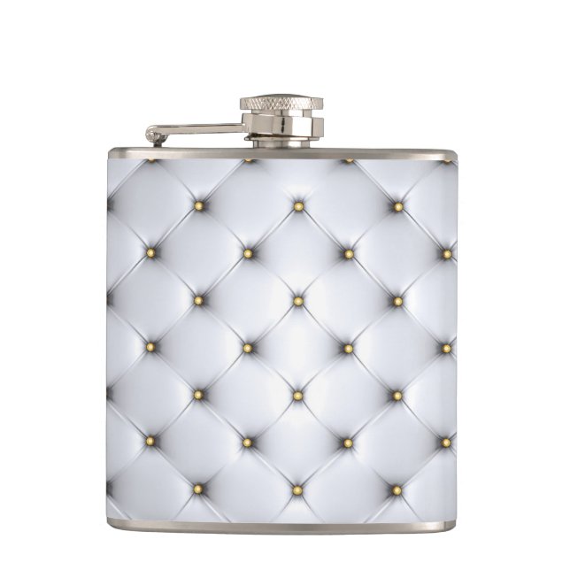 White Faux Leather Hip Flask (Front)