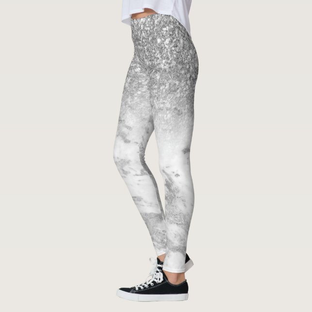 White faux marble and glitter ombre leggings (Left)