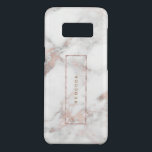 White Faux Marble Monogram Case-Mate Samsung Galaxy S8 Case<br><div class="desc">Simple elegant modern light-grey faux marble stone with rose-gold accent frame and customizable monogram.</div>