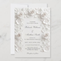 White Faux Relief Roses Baroque Frame Wedding 