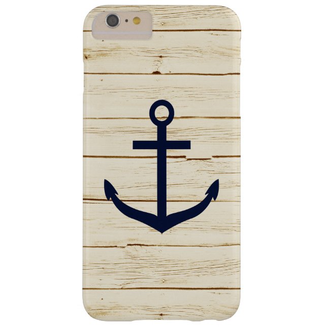 White Faux Wood Blue Anchor Case-Mate iPhone Case (Back)