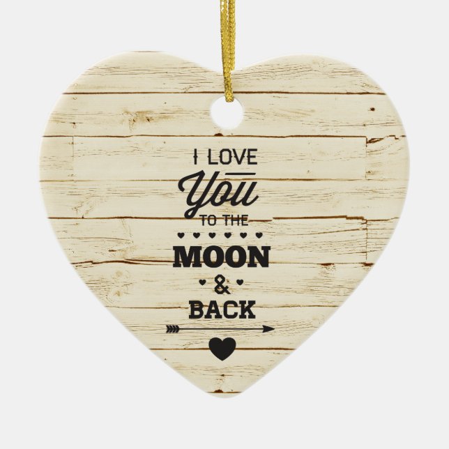 White Faux Wood Ceramic Ornament (Front)