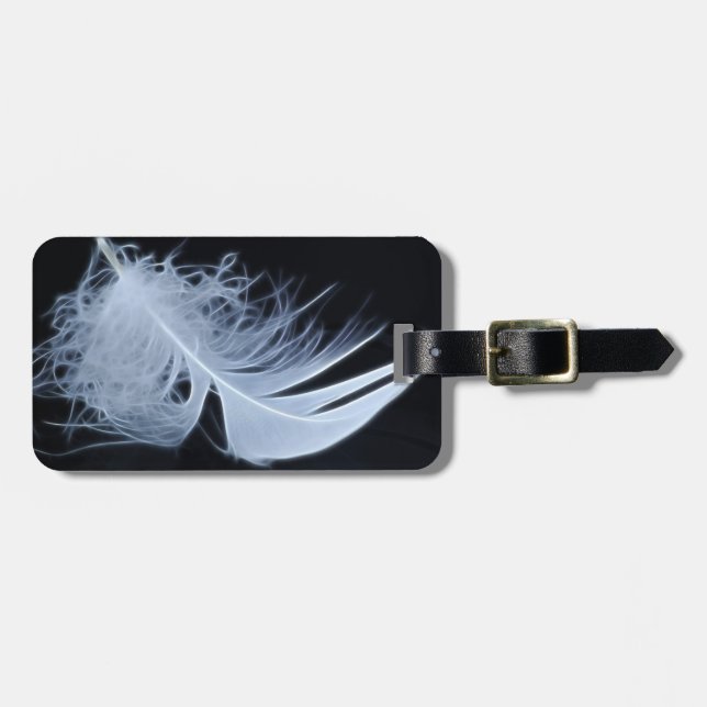 White feather - angelic by nature luggage tag (Front Horizontal)