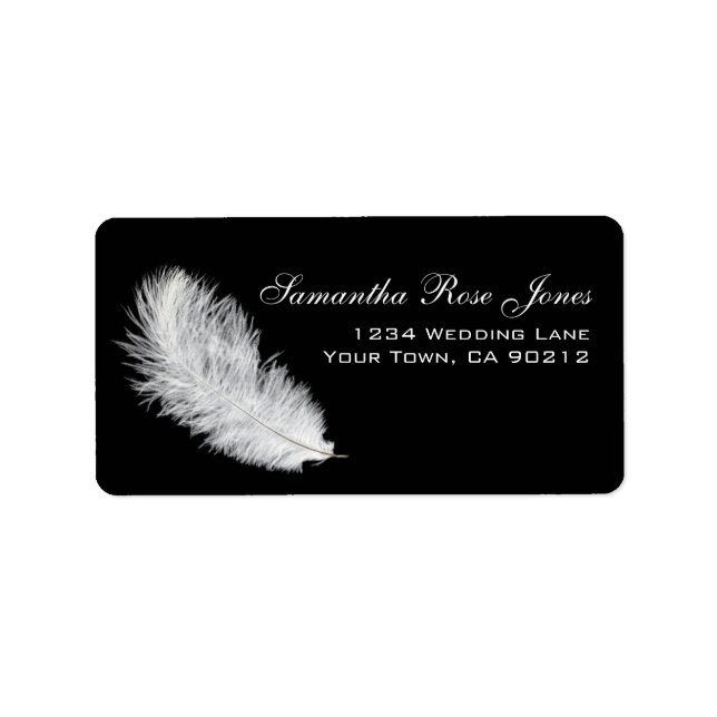 White Feather Black Custom Address Label (Front)