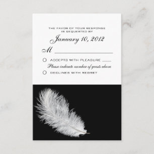 White Feather Black RSVP Custom Card