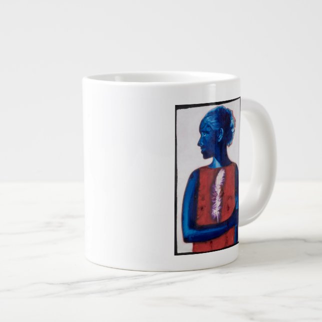 White Feather Large Coffee Mug (Front Right)