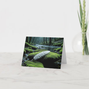 White Feather On a Rock Note Card