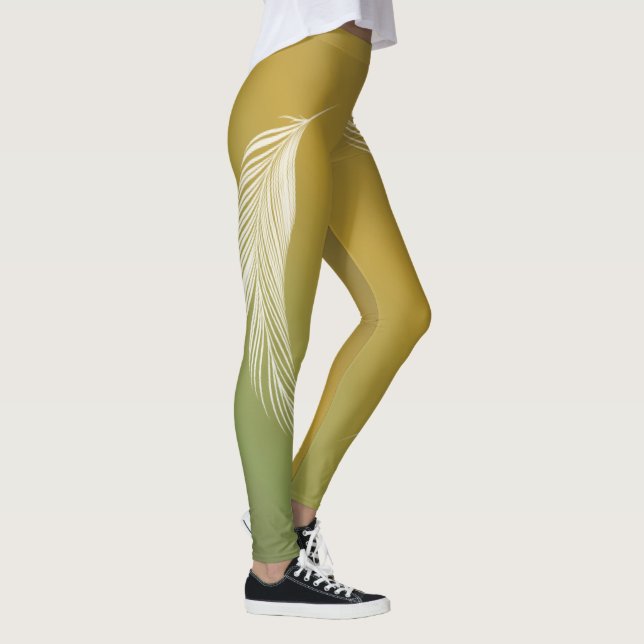 White Feather On Earth Tones Gradient Leggings (Right)
