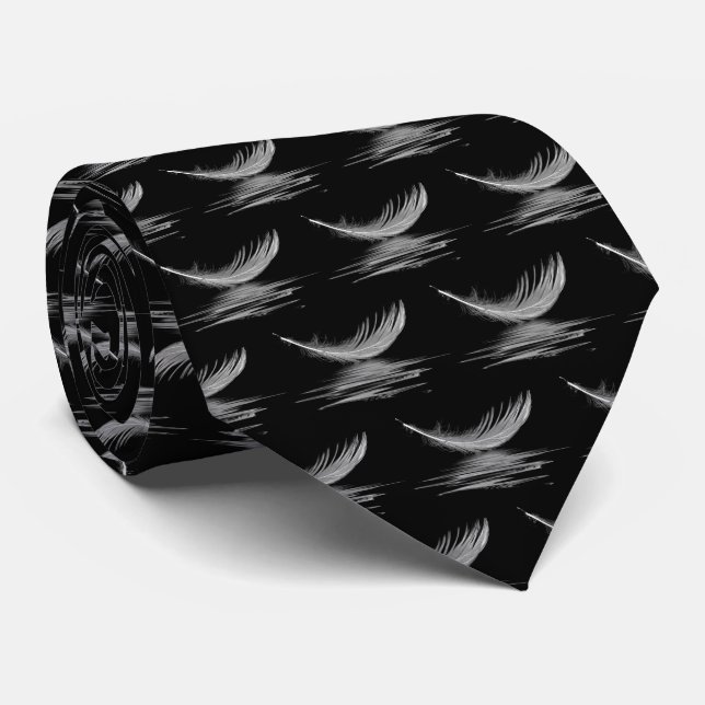 White Feather On Water Tie (Rolled)
