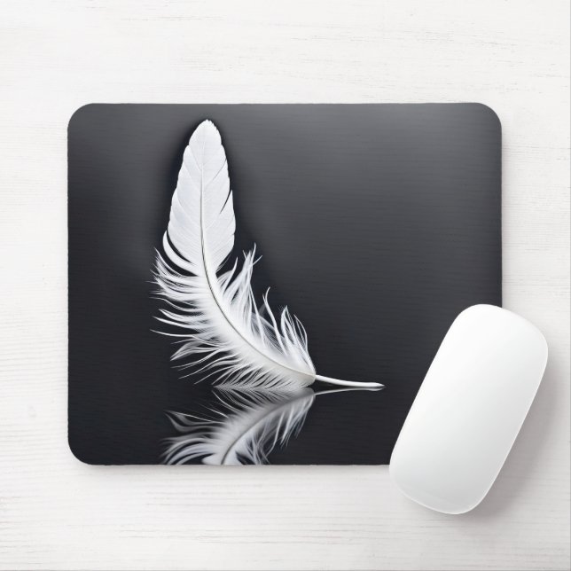 White Feather Reflection Mouse Pad (With Mouse)