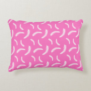 White Feathers Girly Pink Boho Style Native Indian Accent Pillow