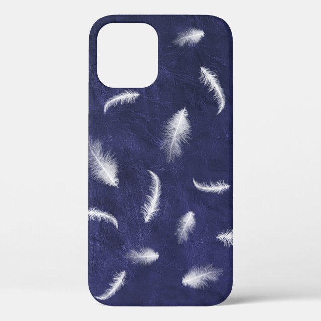 White Feathers On Purple Leather Case-Mate iPhone Case (Back)