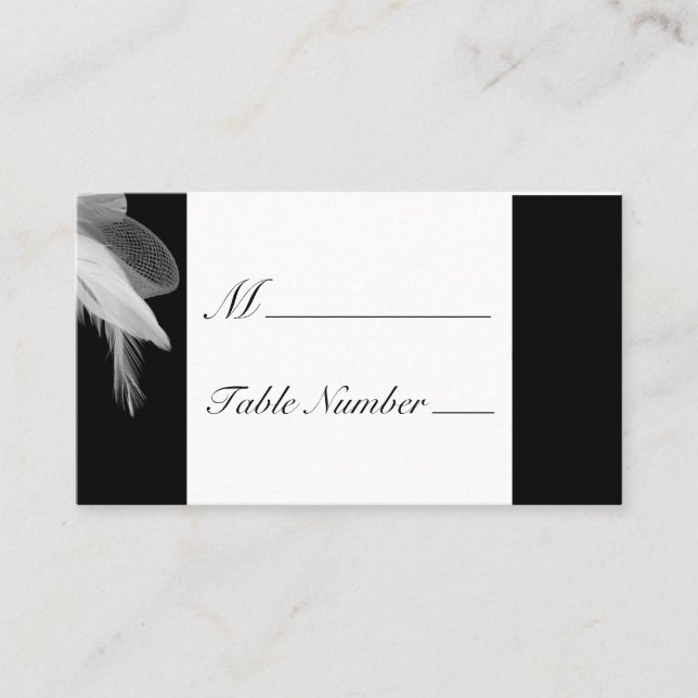 White Feathers Place Card (Front)