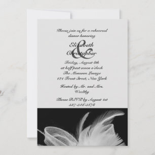 White Feathers Rehearsal Dinner Invitation