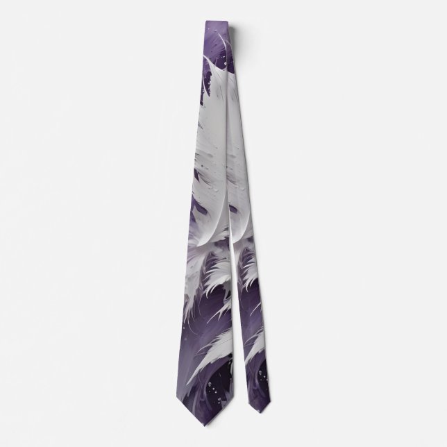 White Feathery and Purple Tie (Front)