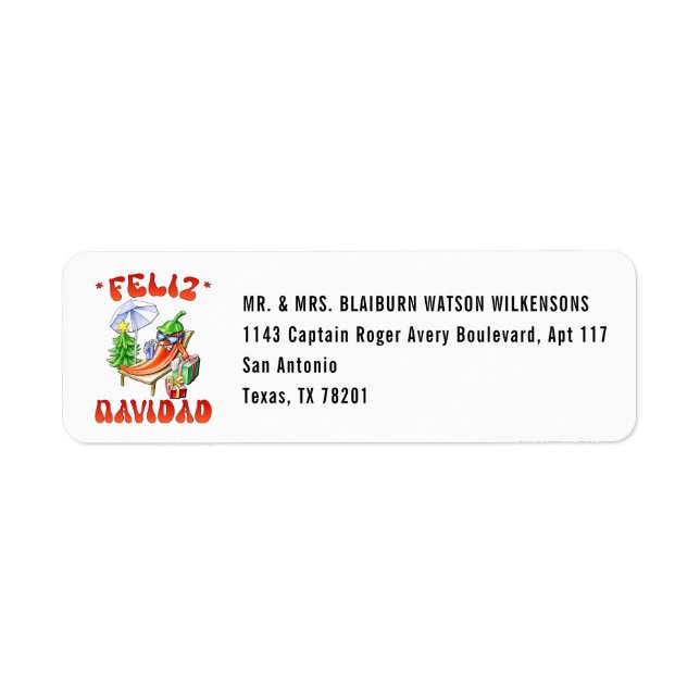White Feliz Navidad Chili Edit Your Address (Front)