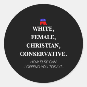 White Female Christian Conservative Republican Shi Classic Round Sticker