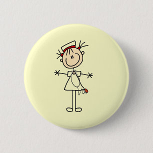White Female Stick Figure Nurse 2 Gifts Inch Round Button
