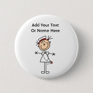 White Female Stick Figure Nurse 2 Gifts Inch Round Button