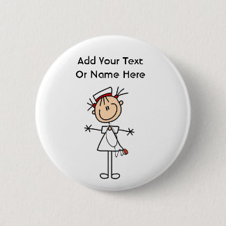 White Female Stick Figure Nurse 2 Gifts Inch Round Button