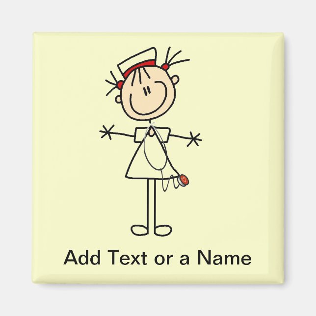 White Female Stick Figure Nurse 2 Gifts Magnet (Front)