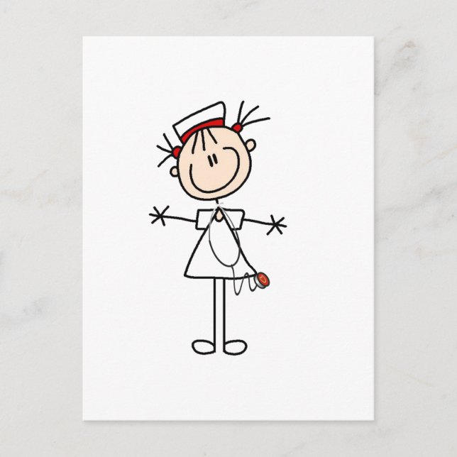 White Female Stick Figure Nurse 2 Gifts Postcard (Front)