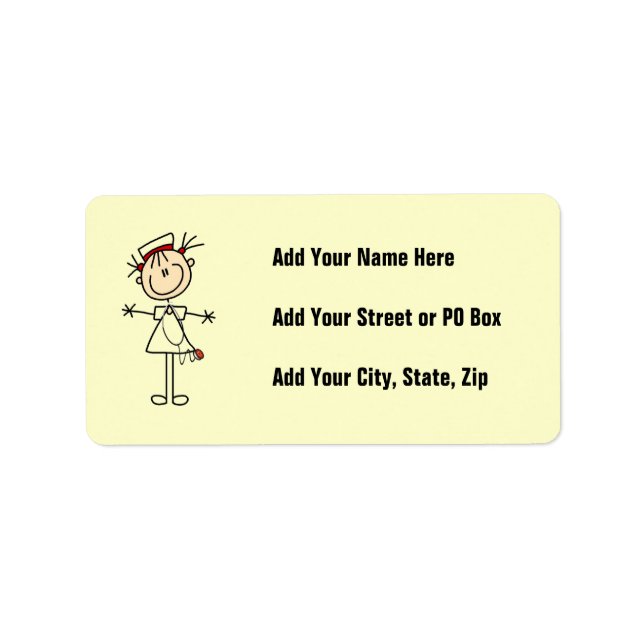 White Female Stick Figure Nurse 2 Label (Front)