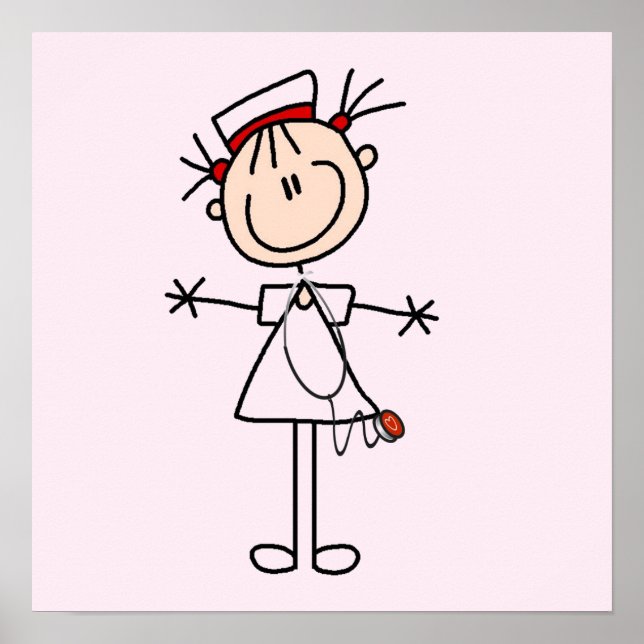 White Female Stick Figure Nurse 2 Poster (Front)