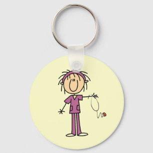 White Female  Stick Figure Nurse T-shirts and Gift Keychain