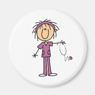 White Female  Stick Figure Nurse T-shirts and Gift Magnet
