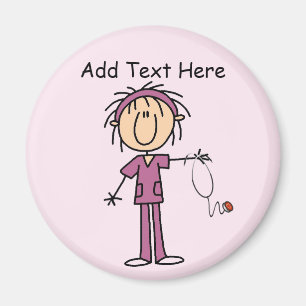 White Female  Stick Figure Nurse T-shirts and Gift Magnet
