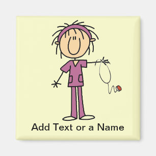White Female Stick Figure Nurse T-shirts and Gift Magnet