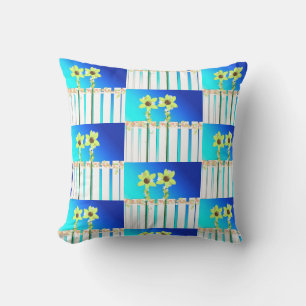 White Fence and Sunflowers Throw Pillow