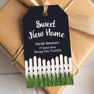 White fence New address announcement Gift Tags