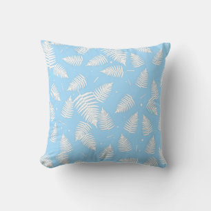 White Fern Plant Leaf Pattern Cushion Throw Pillow