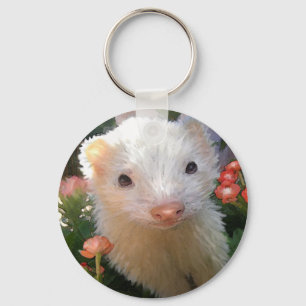 white ferret keychain