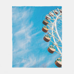 White Ferris wheel under clear sky in the morning Fleece Blanket