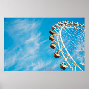 White Ferris wheel under clear sky in the morning Poster