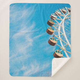 White Ferris wheel under clear sky in the morning Sherpa Blanket