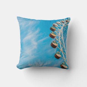 White Ferris wheel under clear sky in the morning Throw Pillow