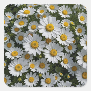 White Feverfew Flowers Square Sticker
