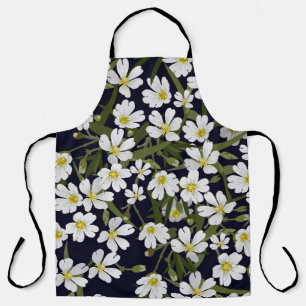 White field flowers: vintage pattern. apron