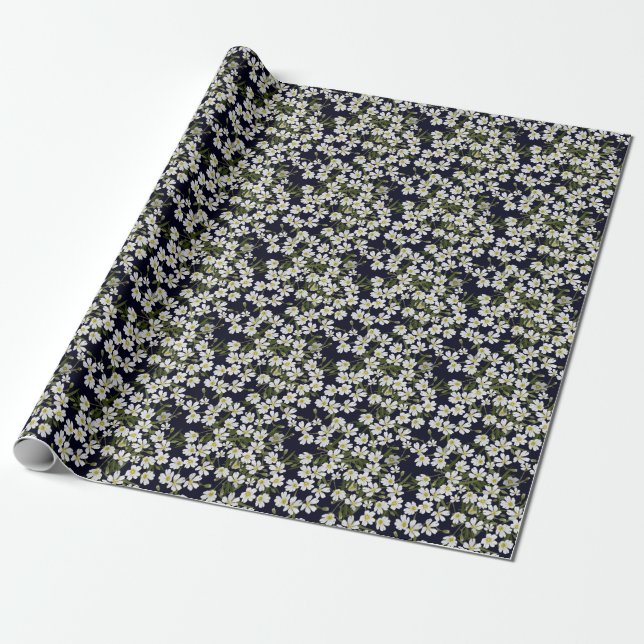 White field flowers: vintage pattern. wrapping paper (Unrolled)