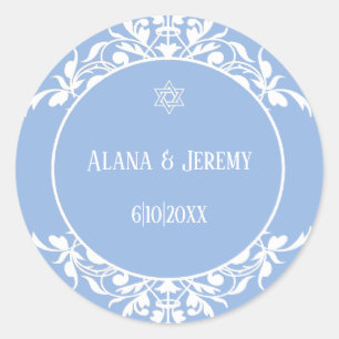 White Filigree Jewish Star wedding Sticker
