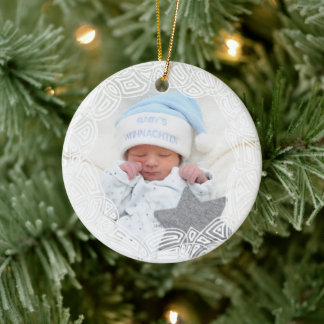 White Filigree - One Sided Ceramic Ornament