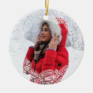 White Filigree - Two Sided Ceramic Ornament