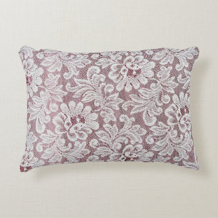 White fine elegance lace texture with seamless bea accent pillow