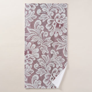 White fine elegance lace texture with seamless bea bath towel