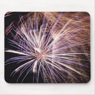 White Fireworks Mouse Pad